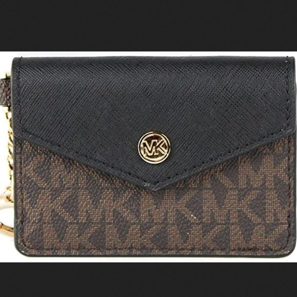 Michael Kors Kala Keychain Card Case Brown MK Signature PVC - Picture 8 of 9